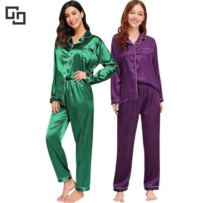 China Luxury Custom Made Women's Silk Satin Pajamas Set QUICK DRY for sale