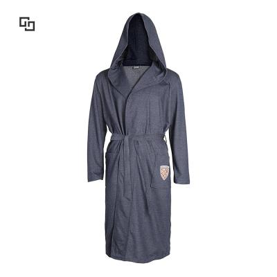 China Men's Plus Size Hooded Spa Home Wear Robe Denim Denim Knit Long Kimono Bathrobes for sale