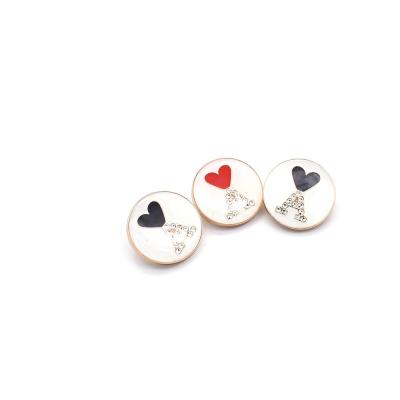 China Other Gold Round Enamel Heart Pattern Leg Button For Dress Shirt In Stock for sale