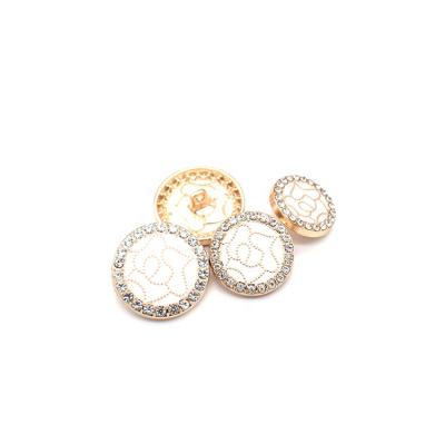 China Other Leg Button In Stock Rose Gold Round Crystal Alloy Enamel For Dress Shirt for sale