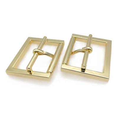 China Bags New 28x22mm Rectangle Material Flat Pin Buckle For Strap Light Gold Color Custom Made Alloy for sale