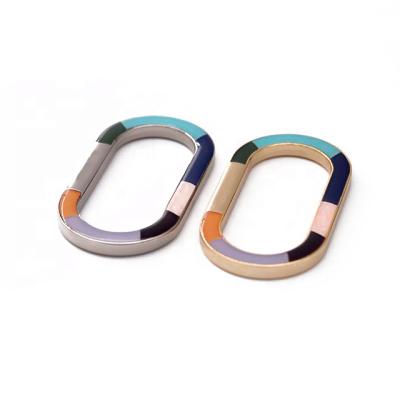 China Colorful Metal Ring Buckle For Bag Oval Custom Enamel Garment Collar Backpack/Dog/Outlet Bag/Garment Factory 65x35MM for sale