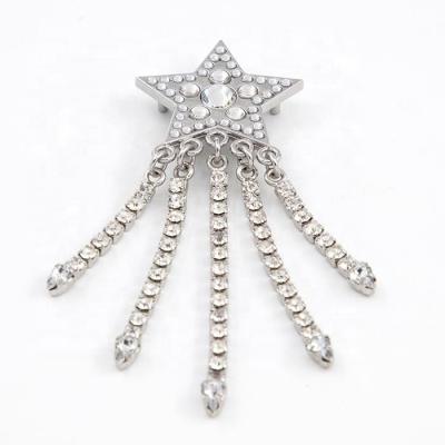 China Bag Tag Decoration Shiwang Customized Blingbling Factory Price Bag Hardware Decoration Accessories Star Pentagon Tag With Diamond Chain for sale