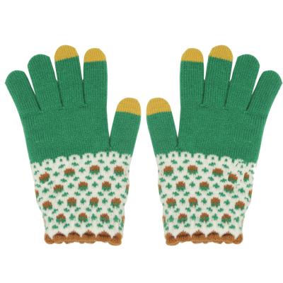 China Daily life brightly colored woolen gloves with fleece lovely cartoon student thick outer recycling to keep the gloves warm for sale