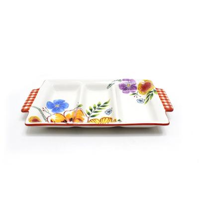 China Wholesale Disposable Quality Square Snack Dish Food Ceramic Tray for Restaurant and Home Use for sale