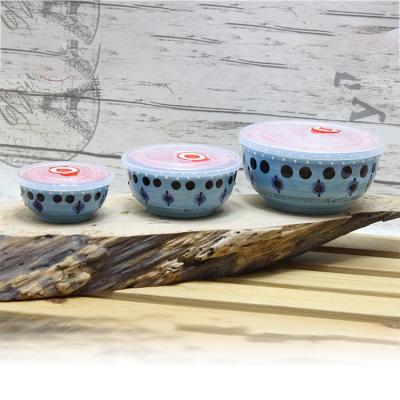 China Sustainable High Quality Household Ceramic Fruit Salad Bowl Set With Lid for sale