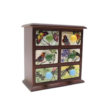 China 6 Antique Porcelain Butterfly Drawers CLASSIC Ceramic Dragonfly Spice Rack for sale