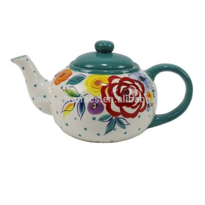 China Viable Wholesale Ceramic Teapot with Flower Design for Coffee and Tea Sets for sale