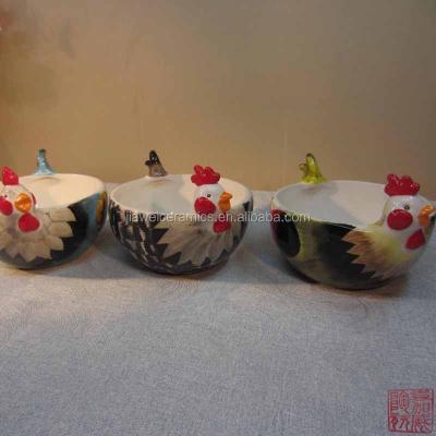 China Sustainable Wholesale 3size Rooster Shape Ceramic Candy Bowl For Easter Day for sale