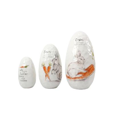 China Restaurant Home Carrot and Rabbit Ceramic Creative Orange Decal Tall Set of 3 Easter Eggs for sale