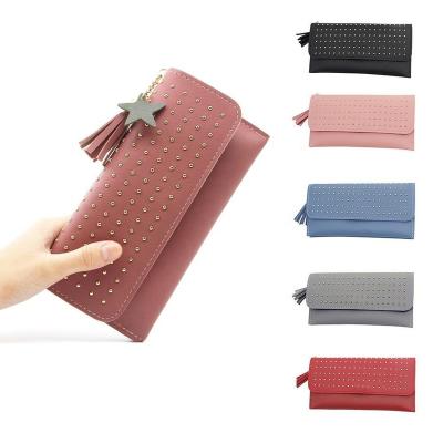 China RFID New fashion New Retro Rivet Phone Pocket Purse Clutch wallet women long purse wallet card long zipper wallet for sale