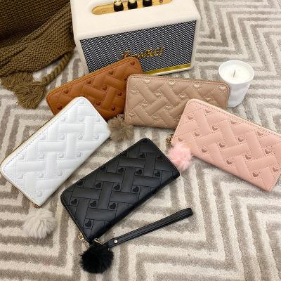 China Waterproof New Women's Leather Wallet Mid-length Clutch Bag Love Coin Ladies Cute Girl Long Zipper Wallets for Women for sale