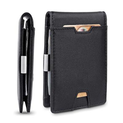 China None Hot Sales Mens RFID Blocking Genuine Leather Wallet Slim Money Clip with Card Holder for sale