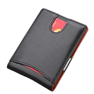 China Anti-Theft Hotsale In stock PU leather RFID blocking Man's leather wallet, Clear window pocket money clip bifold men leather wallet for sale