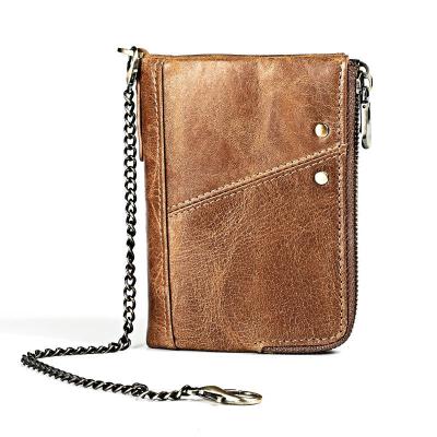 China Anti-Theft Fashion Genuine leather Men's RFID blocking Large Wallet, Anti theft Real leather mens wallet with zipper for sale