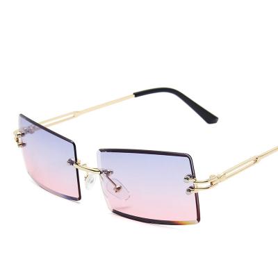 China Suowei OEM Vintage Designer Metal Rimless Rectangle New Sun Glasses Custom Women Fashion Sunglasses New Shading 2022 Sun Glasses for sale