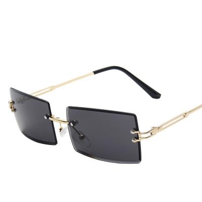 China High Quality Suowei OEM 2022 Hot Sale Street Beat Metal Frameless Sunglasses Women Shape Rimless Luxury Ladies Square Sun Glass Oculos for sale