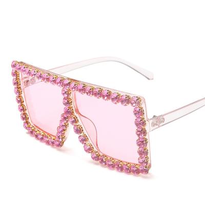 China 2022 High Quality Suowei Glasses Lentes Women Big Diamond Bling Fashion Shades Uv400 Lenses Brand Designer Big Sized Rhinestone Sunglasses for sale