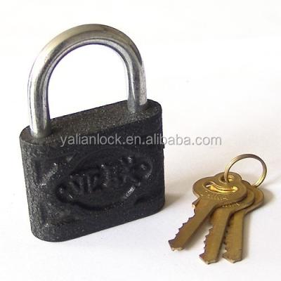 China Simple Locking Device Black Security Iron Padlock for sale