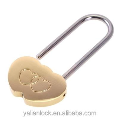 China Heart Shape Solid Brass Double Padlock Heart Lock Wish Lock Eternal Love For Wedding Lovers for sale