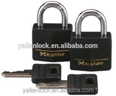 China Zhejiang Yalian Brand Master Commercial Lock 131T Black Cover, 3/16-inch Shackle, 2-Pack, Same Keyed Solid Brass Padlock for sale