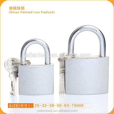 China Commercial Wholesale Silver Color Painted Iron Padlock for sale