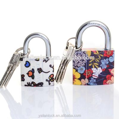 China Painted Door Lock Flower Pattern Iron Padlock With Atomic Keys And Excellent Quality for sale