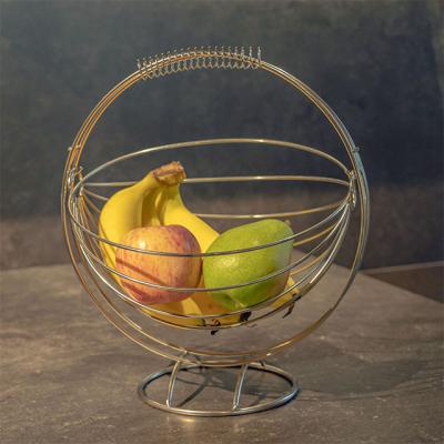 China Alloy Fruit Storage Rack Basket Metal Wire Fruit Hanger Basket Contemporary Hot-selling Movable for sale