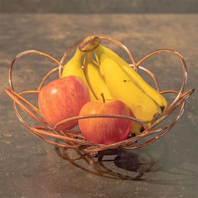 China Contemporary Round Metal Woven Vegetable Or Gold Fruit Basket Hanging Drain Basket for sale