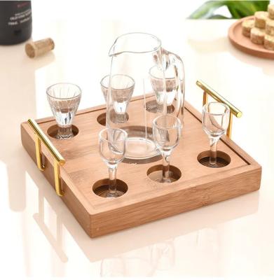 China Factory supply bamboo cabinet viable decoration wine restaurant liquor glass storage tray wholesale for sale