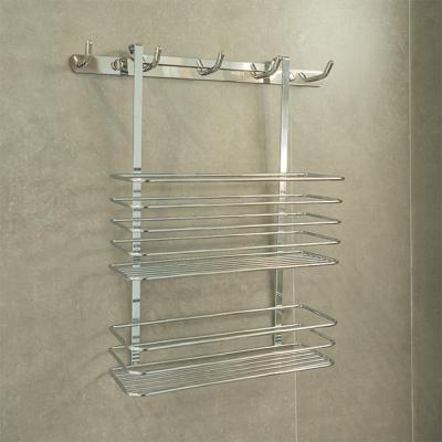 China Modern Wall Mounted Bathroom Divider Shelf Storage Bathroom Metal Room Double Shower Shelf for sale