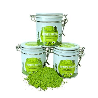 China Food Grade Recyclable Fast Delivery Matcha Powder Custom Round Tin Jar Set for sale