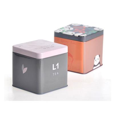 China Custom Recycable Matierials Black Tea Tin Can Metal Black Tea Box Custom Square Black Tea Box for sale