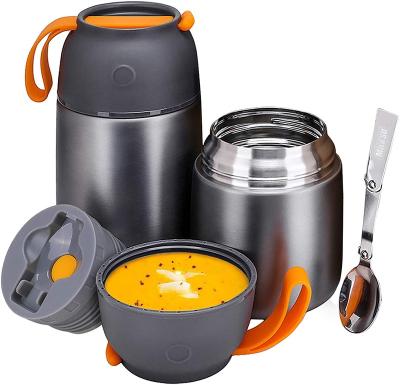 China 700ml/24oz Food Grade 18/8 PORTABLE Double Wall Vacuum Insulated Stainless Steel Custom Kids Food Jar With Spoon for sale