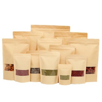 China Matt Window Stand Up Recyclable Zipper Pouch Nut Peanut Seeds Kraft Paper Coffee Bags Food Packaging Ziplock Bag for sale