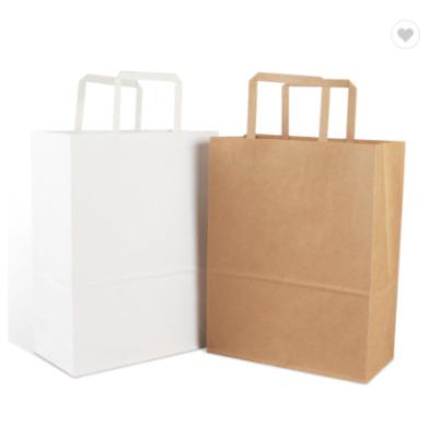 China Materials Factory Price Recycled Recyclable Kraft Paper Brown Paper Bag With Rope Handle Your Logo Flat Handle Kraft Paper Bag for sale