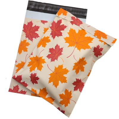 China New Arrival Express Ready To Ship Maple Leaves 10*13inch Poly Mailer Bag For Summer Style Dress Up Clothing for sale