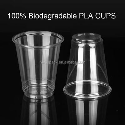 China Custom Logo Eco Friendly Compostable Clear Plastic Pet Cold Drink Cups 100% Biodegradable PLA Cups for sale