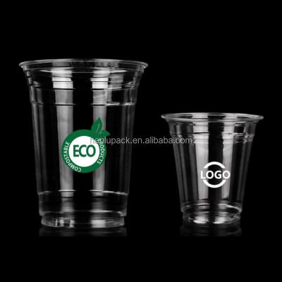 China 100% Biodegradable Beverage PLA Cups Plastic Custom Compostable Take Away Clear Bubble Milk Tea Cups for sale