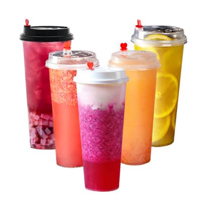 China Single Wall Factory Promotion Customize To Print Disposable Flat Plastic Injection PP Cups Boba Milk Tea for sale