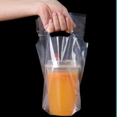 China Disposable wholesale clear plastic tea cup bag with logo drinks take out disposable shopping bag for sale