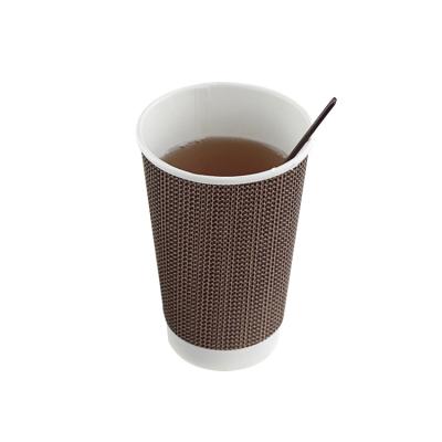 China Hot Sale Custom Hot Drinks Disposable Single Double Wall Corrugated Paper Cup Kraft Coffee Cups Embossed for sale