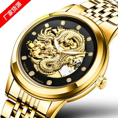 China Fashion Automatic Mechanical Dragon Stainless Steel Men  Watch Waterproof Wristwatches for sale