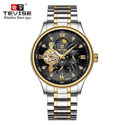 China Waterproof Wrist Watch  Automatic Men Stainless Steel Mechanical Moon Phase Wrist Watch Te koop