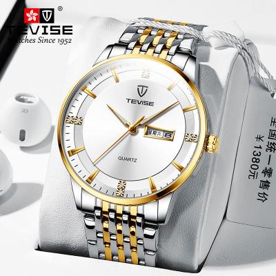 Κίνα Casual Stainless Steel Wrist Watch For Men Double Calendar Fashion Business Watch προς πώληση