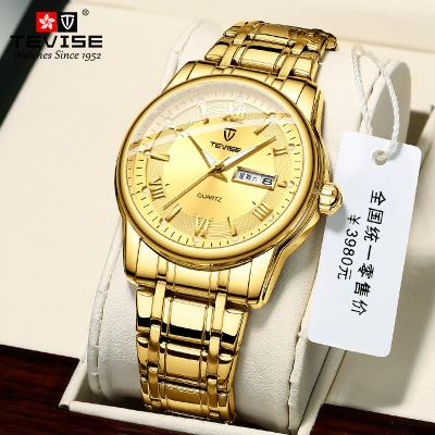 China Business Quartz Wristwatches Gold Stainless Steel Strap For Men Te koop