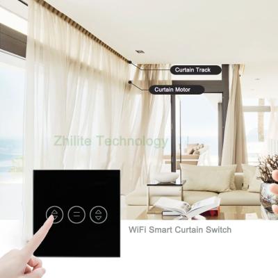 China Tuya Smart Home WiFi Touch Sensitive Curtain Switch Roll On Shutter Touch Switch for sale