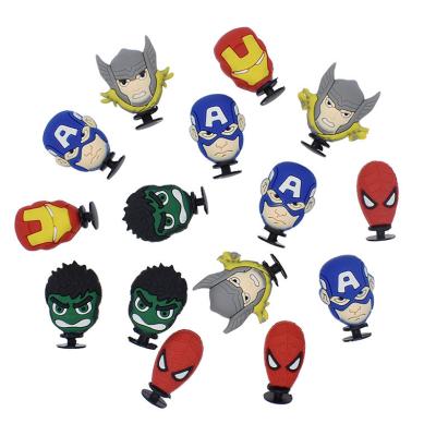 China Soft PVC Shoes Charms Superhero Air Bubble Purse With Shoe Charms Marvel Accessories Decorations PVC Cartoon Charms For Badges 3D Shells for sale