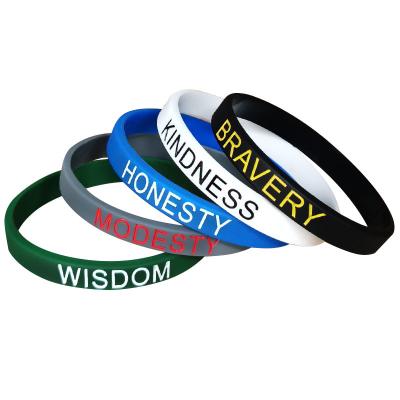 China HONESTY KINDNESS MODESTY WISDOM demi lovato dispenser silicone wristband pda punk bracelets for sale