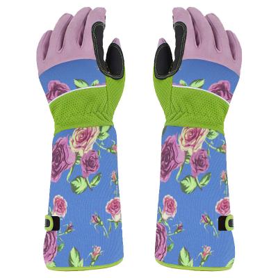 China Garden Work Custom Logo Gardening Gloves For Women Ladies Flower Long Thorn Proof Garden Gloves for sale